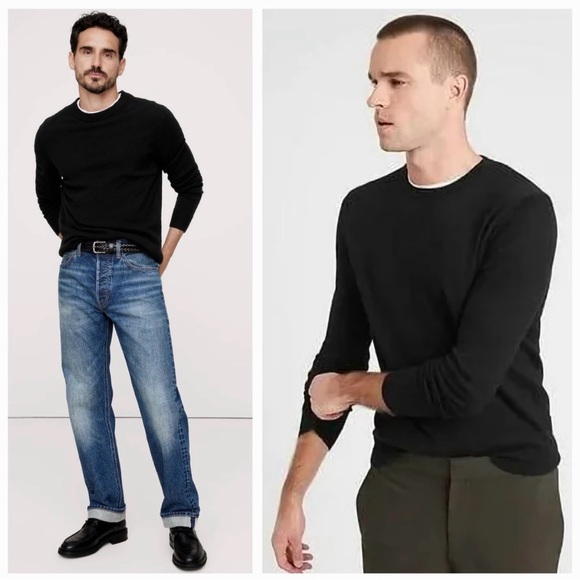 Banana Republic Other - Banana Republic Men's 100% Cashmere Crew Neck Sweater in Black Soft 12 Gauge, LT